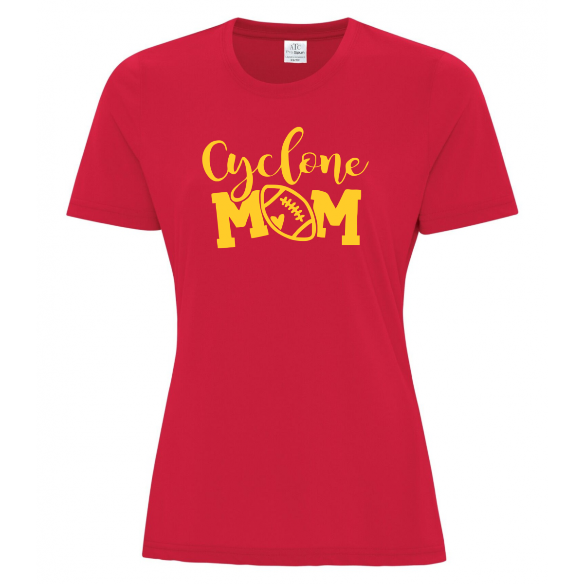 Central Collegiate Ladies Cotton T Red - Football Mom Central Collegiate Ladies Cotton T Red - Football Mom