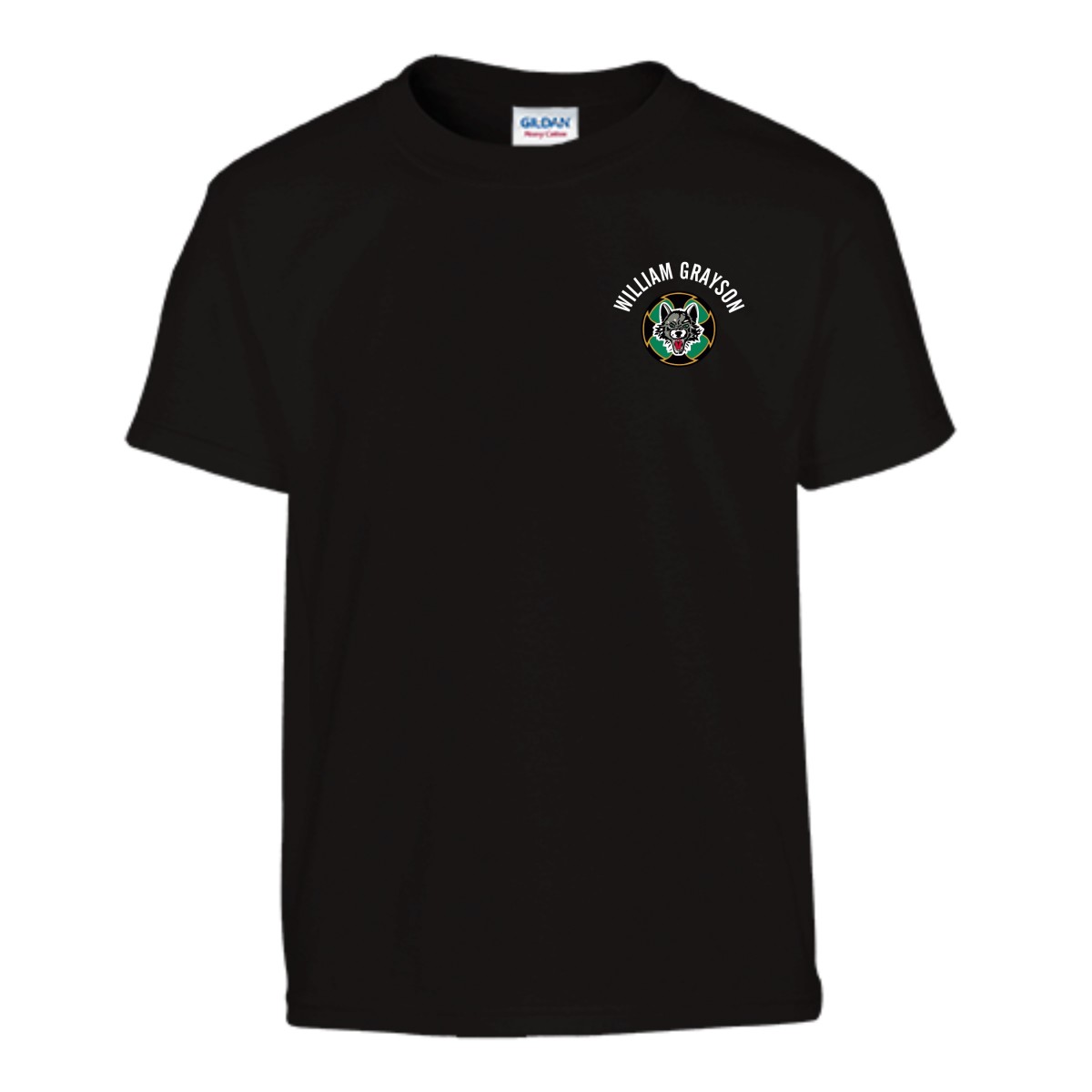 William Grayson Adult T-Shirt Black Left Chest Printed Logo William Grayson Adult T-Shirt Black Left Chest Printed Logo