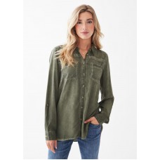 French Dressing - Cold Pigment Dyed Shirt - Olive
