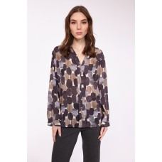 Pistache - Multi Polka Dotted Printed Blouse - Grey/Taupe