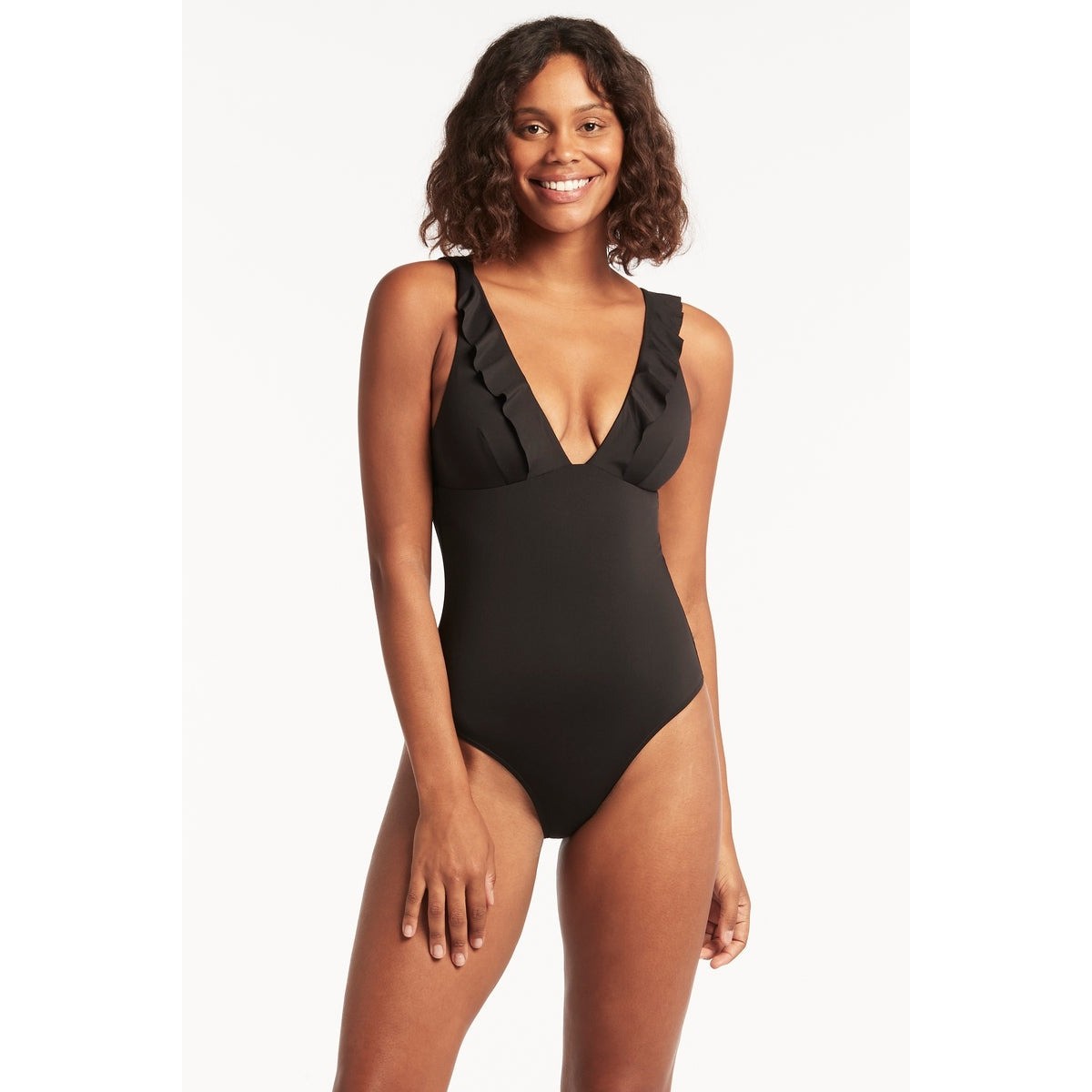 Sea Level - Eco Essentials Frill One Piece - Black