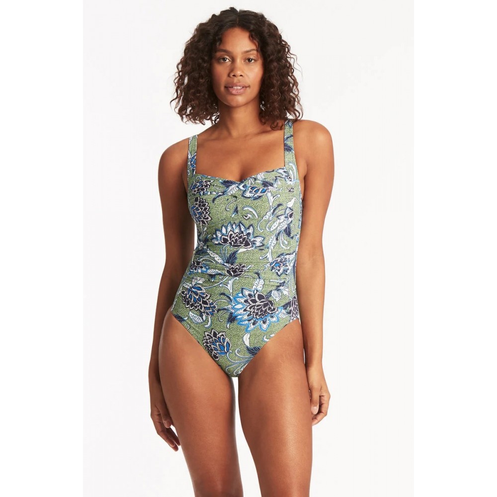 Sea Level - Pilgrim Twist Front One Piece - Olive
