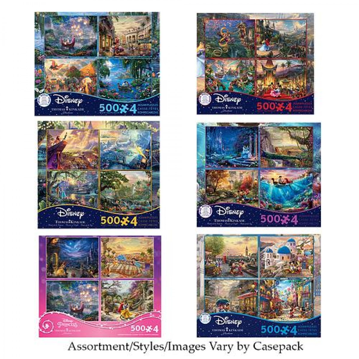 KR 4 In 1 500PC Thomas Kinkade Disney Assorted