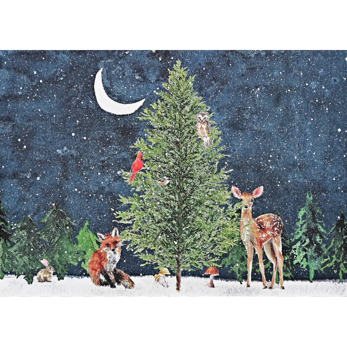 PP Deluxe Holiday Cards: Moonlit Forest Friends