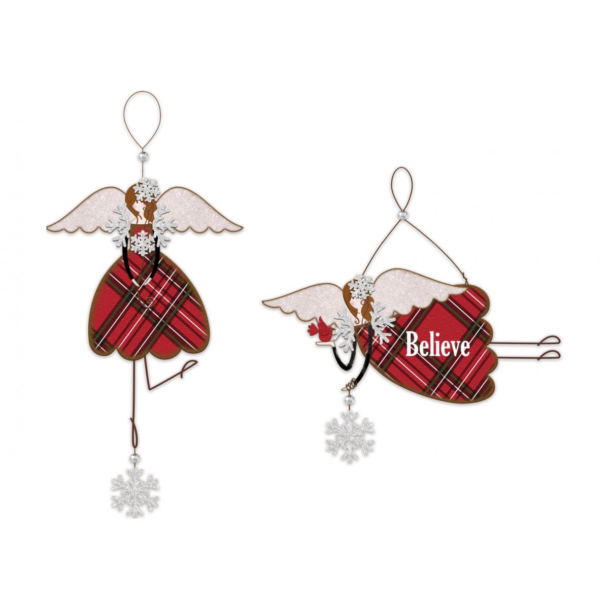 SV Ornament - Plaid Angel (2 Assorted) SV16362