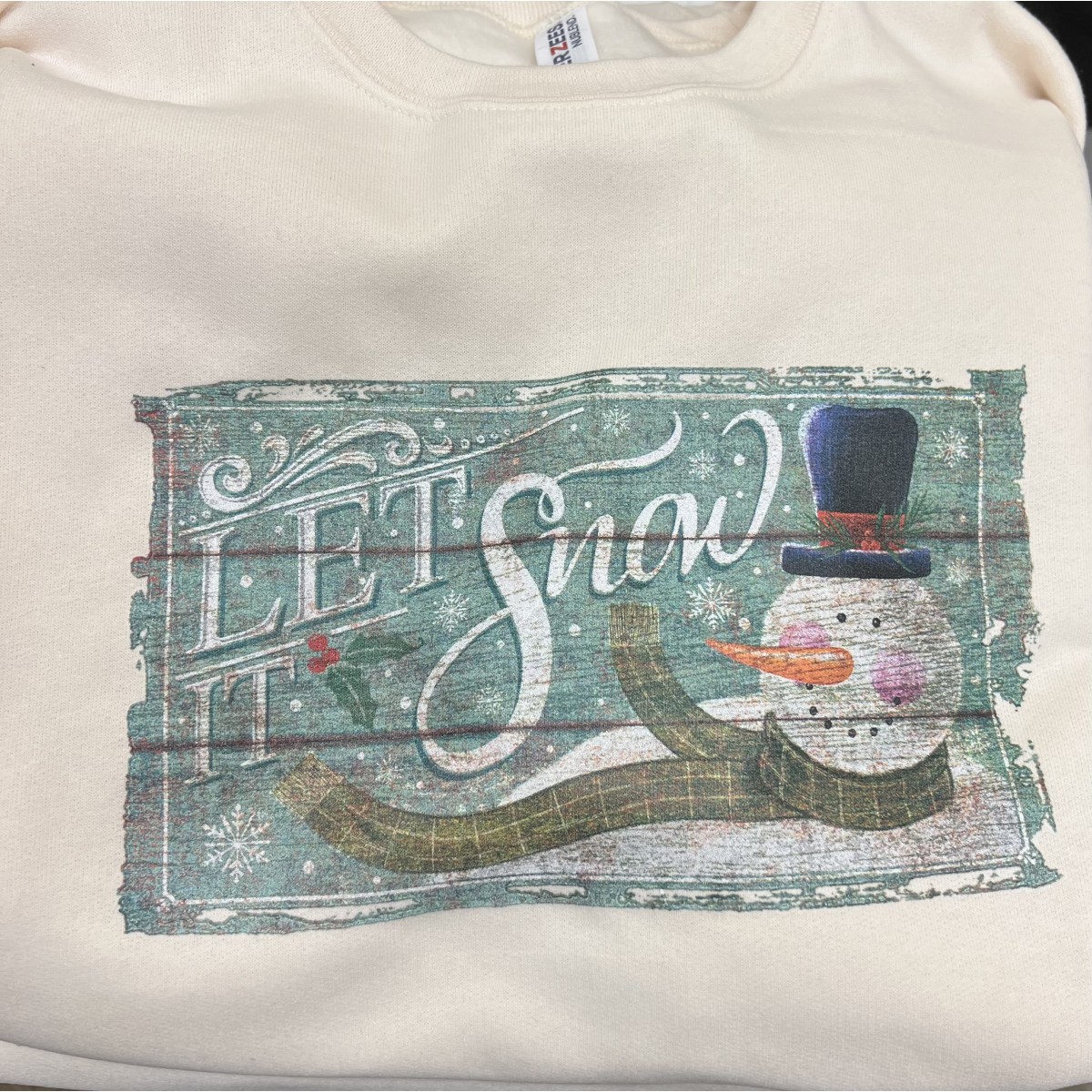 Christmas Sweatshirt Let It Snow - Cream