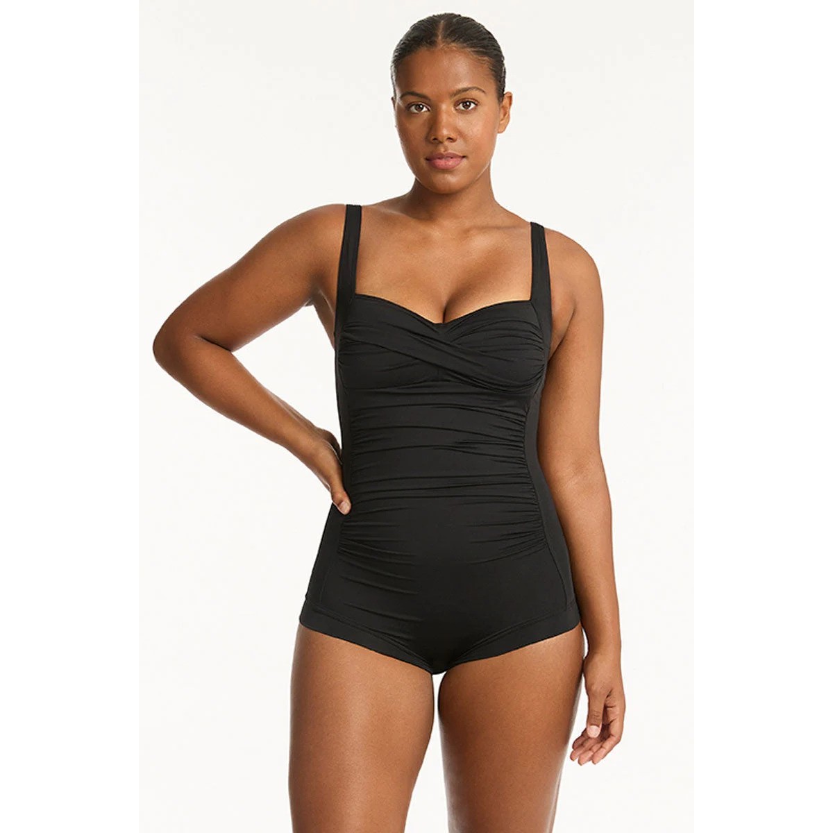 Sea Level - Eco Essentials Twist Front Boyleg One Piece - Black