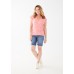 French Dressing - Printed Cap Sleeve V-Neck Top - Flamingo Pink