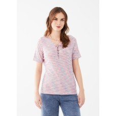French Dressing - Elbow Sleeve Tee With Lace Up - Tropic Space