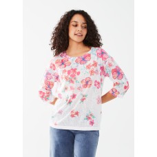French Dressing - Drop Shoulder 3/4 Sleeve Top - Tropical Point
