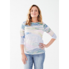 French Dressing - 3/4 Sleeve Boatneck Top - Field