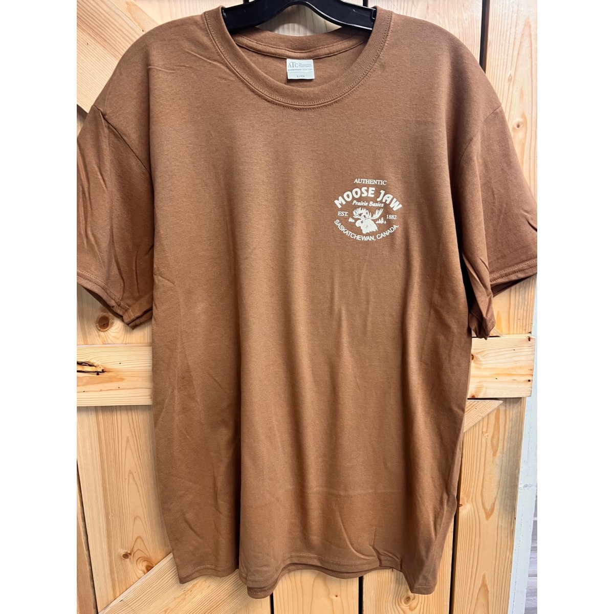 Moose Jaw Prairie Basics T-Shirt Left Chest Caramel