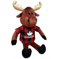 Stuffed 15" Moose With Dangly Legs and Red Jack Canada Shirt