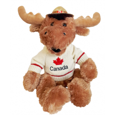 Stuffed 15" Happy Moose With Hat & Canada Sweater