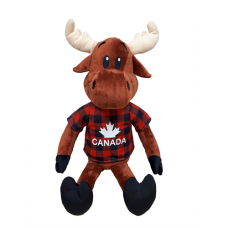 Stuffed 20" Moose With Dangly Legs and Red Jack Canada Shirt