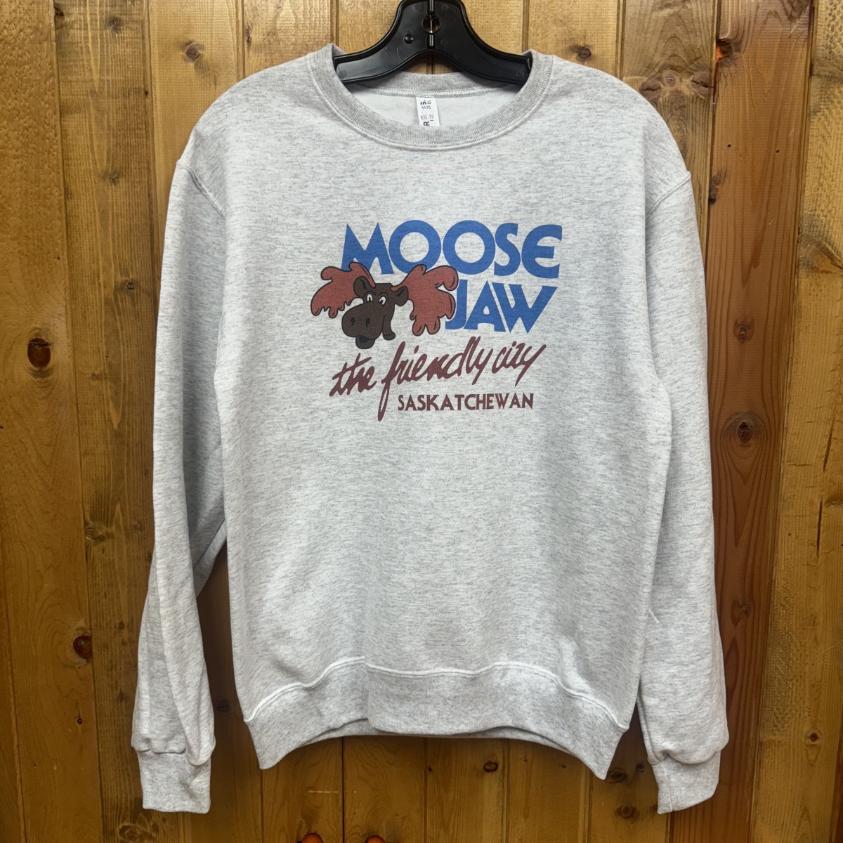 Moose Jaw Retro The Friendly City Crewneck Sweatshirt Ash