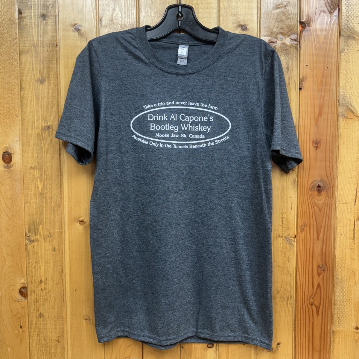 Moose Jaw Al Capone Oval Bootleg Whiskey Dark Heather T-Shirt