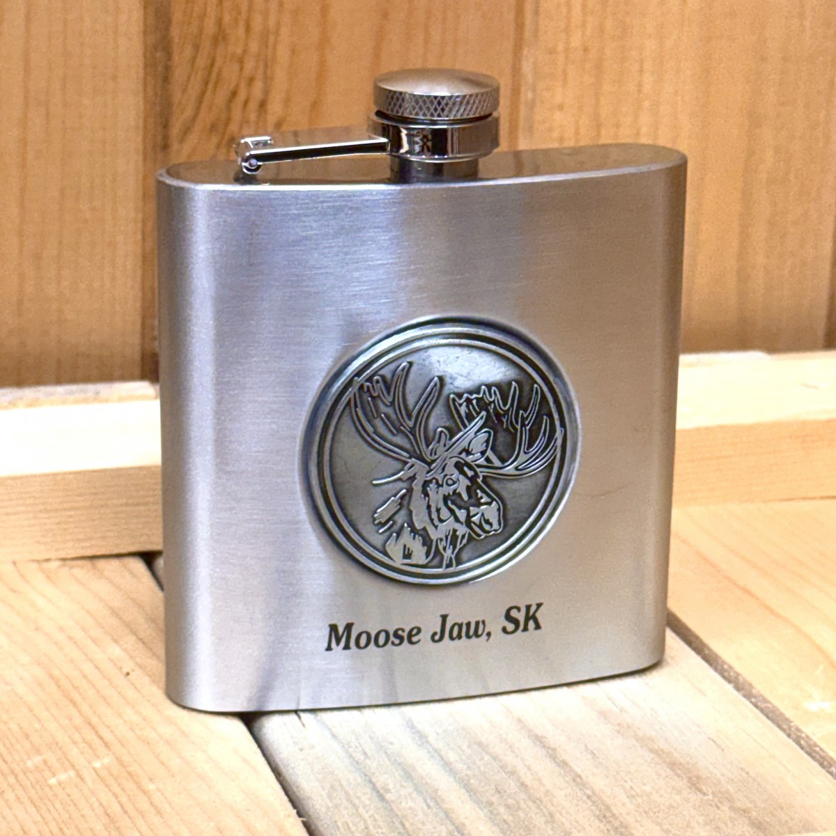 Moose Jaw Embossed 6oz Flask