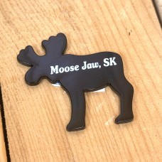 Moose Jaw Magnet Metal Black Silhouette Moose 