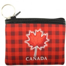 Canada Tartan Zipper Coin Pouch Keychain