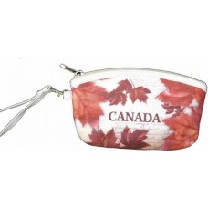 Canada Leaves Sepia Zipper Coin Pouch 