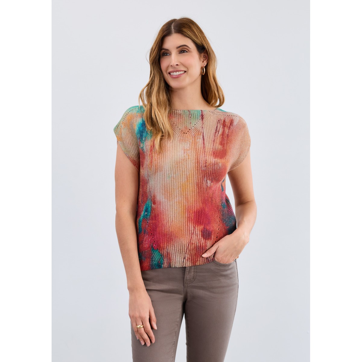 French Dressing - Cap Sleeve Printed Sweater - Cheshire French Dressing - Cap Sleeve Printed Sweater - Cheshire