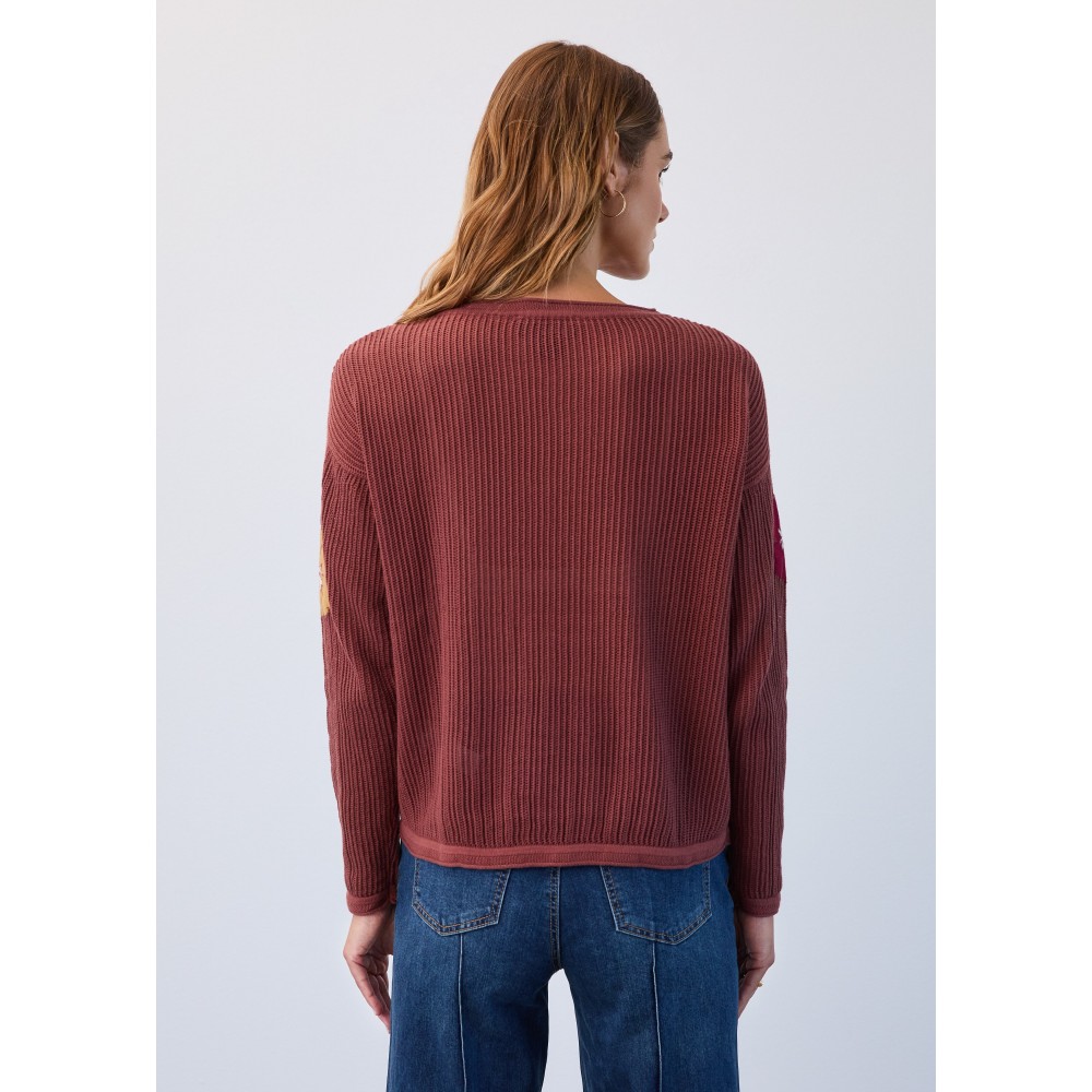 French Dressing - Floral Intarsia Sweater - Warm Bronze French Dressing - Floral Intarsia Sweater - Warm Bronze