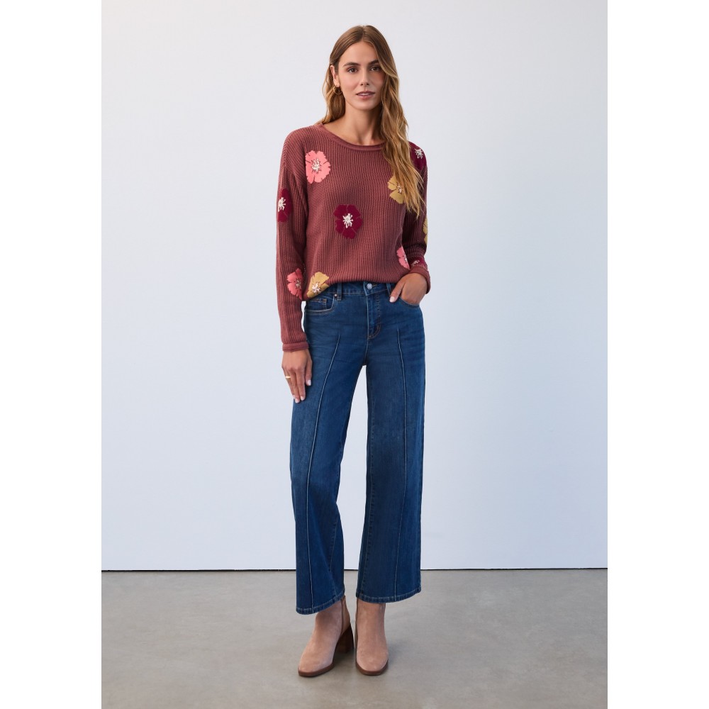 French Dressing - Floral Intarsia Sweater - Warm Bronze French Dressing - Floral Intarsia Sweater - Warm Bronze