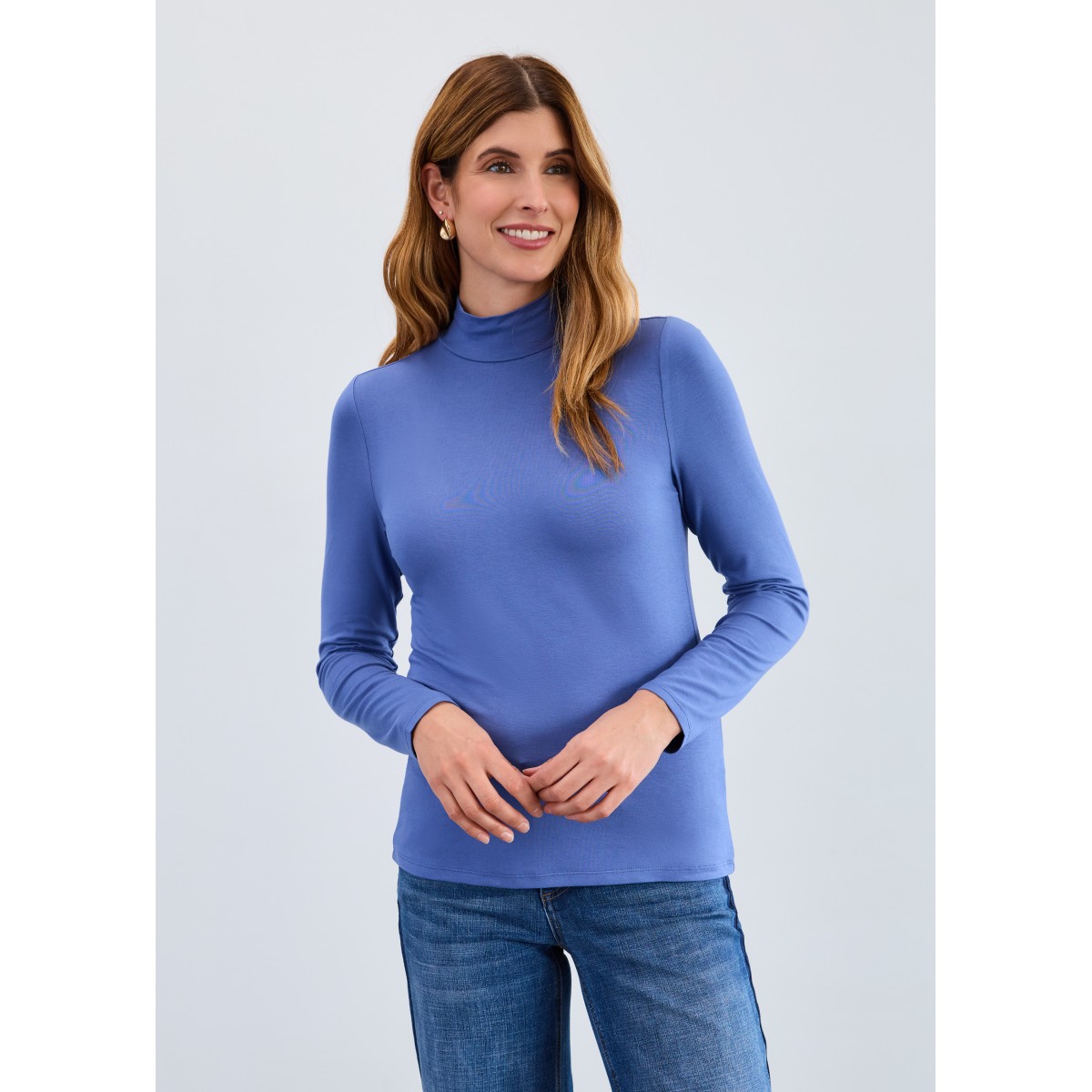 French Dressing - Long Sleeve Mock Neck Top - Blueberry French Dressing - Long Sleeve Mock Neck Top - Blueberry