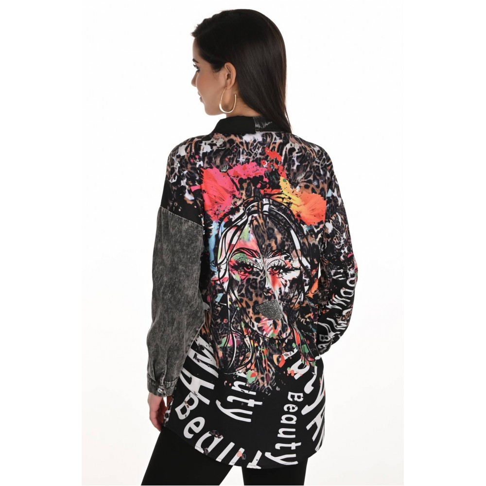 Frank Lyman - Woven Blouse #253749 - Black/Cheetah