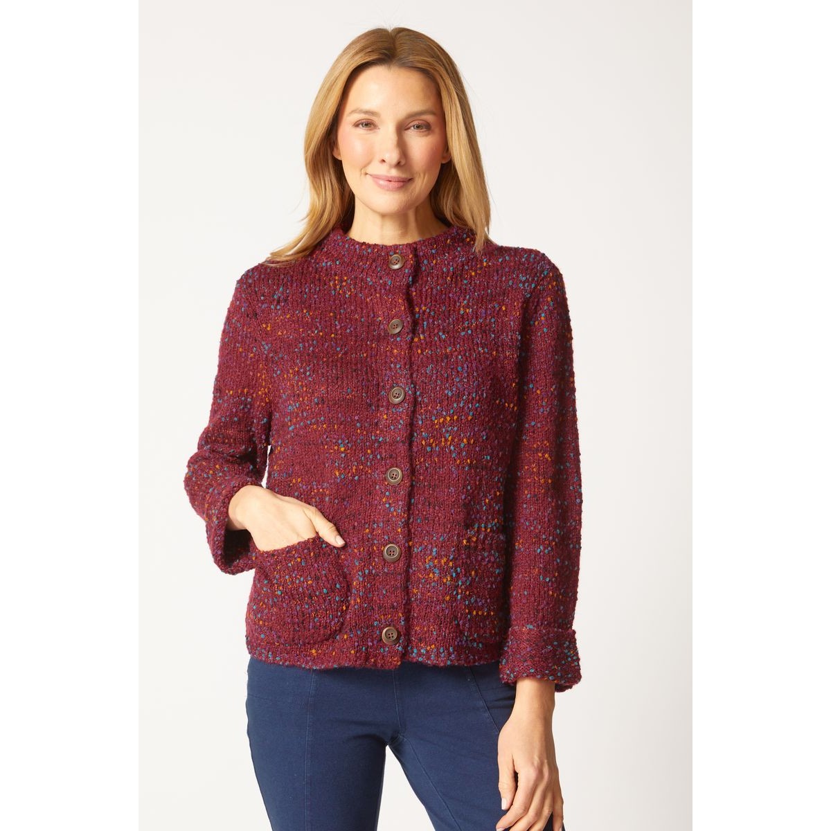 Habitat - Funnel Neck Cardigan - Wine