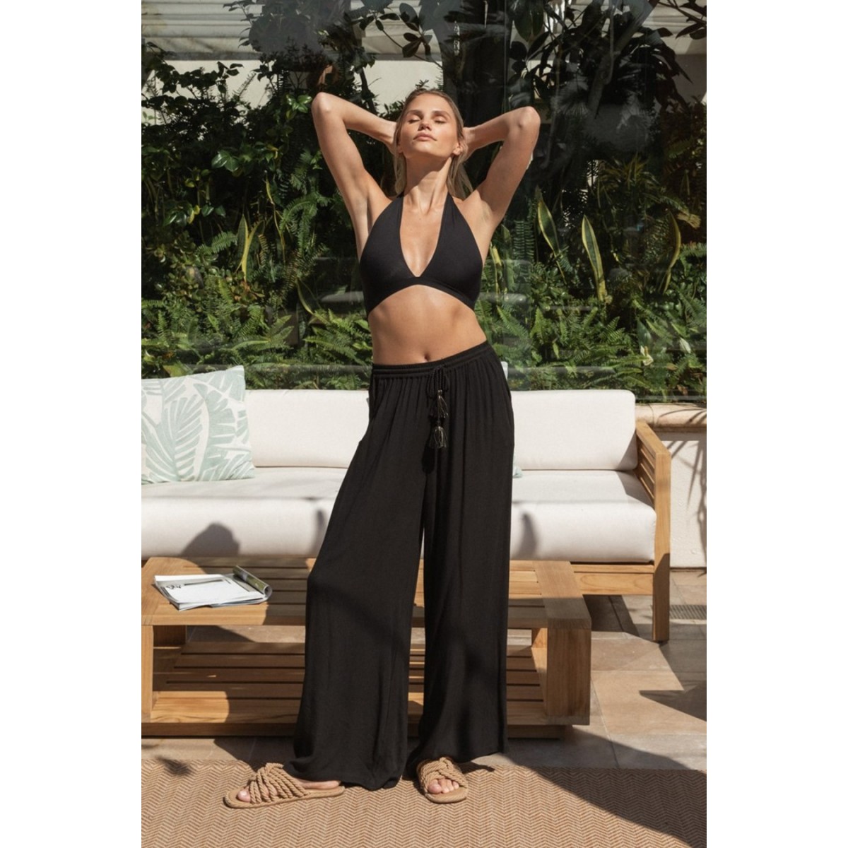 Koy Resort - Miami Tie Front Pant - Black