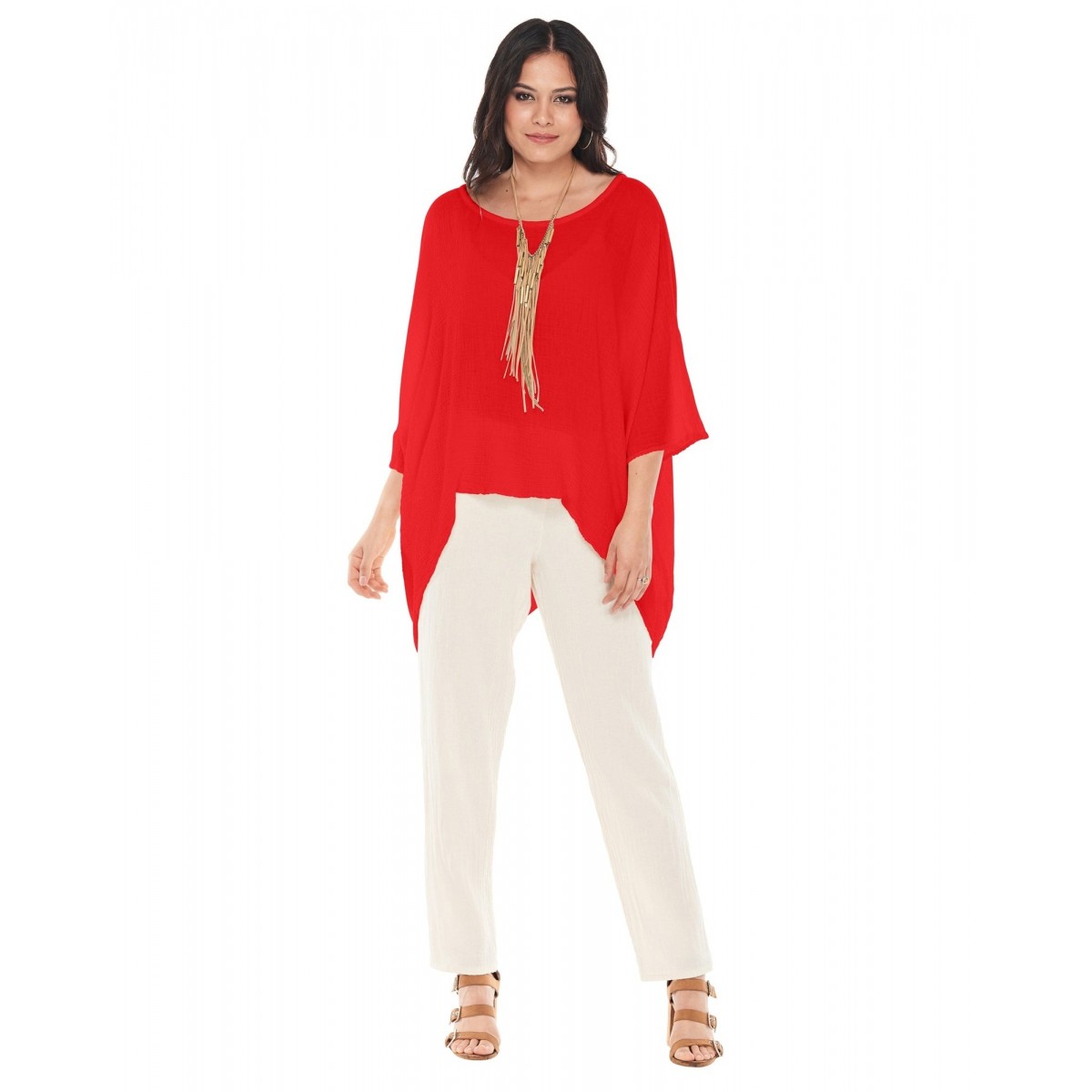 Oh My Gauze - Name-It-Jane Blouse - Crimson