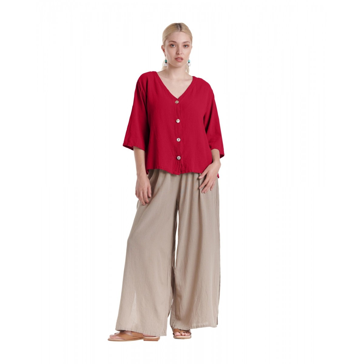 Oh My Gauze - Ronie Blouse - Crimson