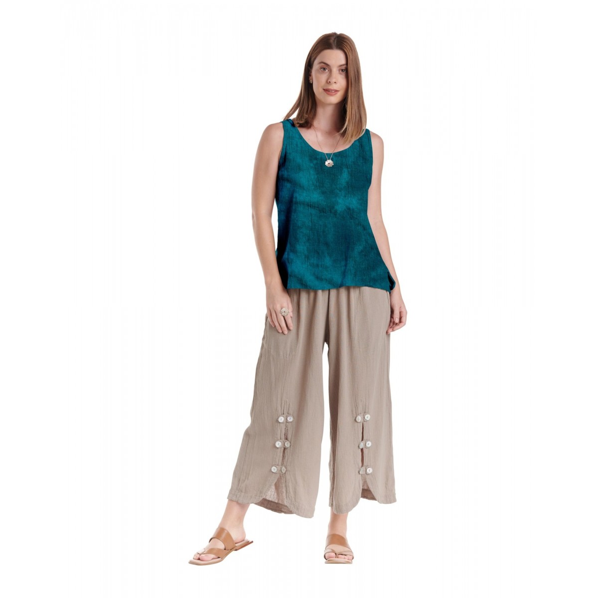 Oh My Gauze - Tank Blouse - Washed Peacock