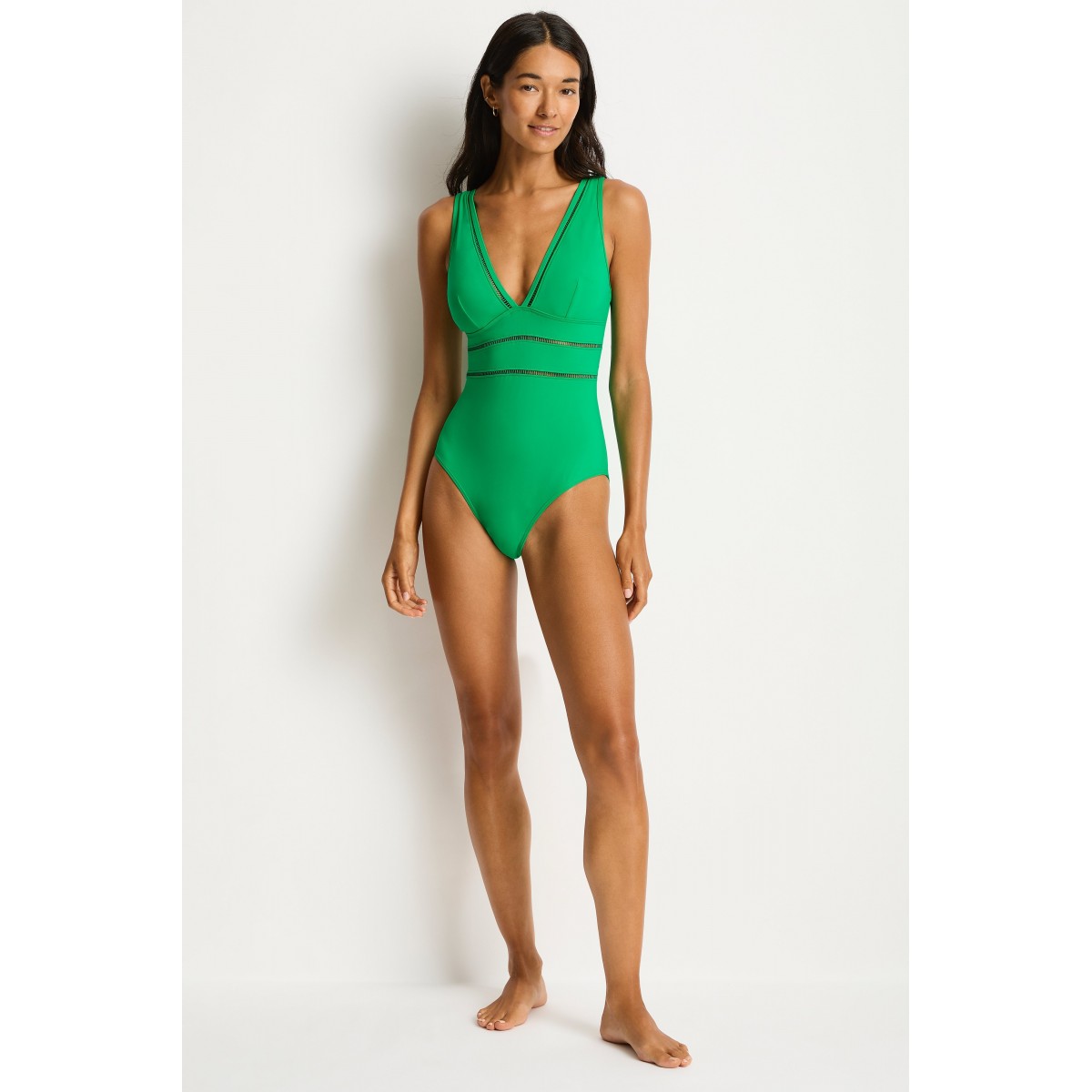 Sea Level - Eco Essentials Spliced One Piece - Kelly Green