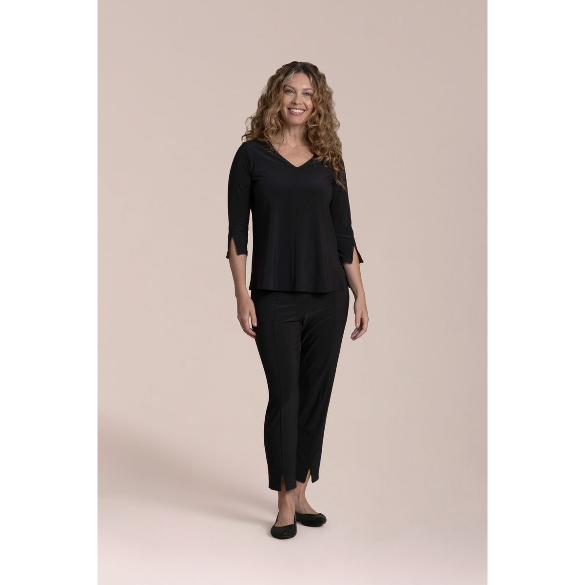 Sympli - Suitable Split Sleeve Top 3/4 Sleeve - Black