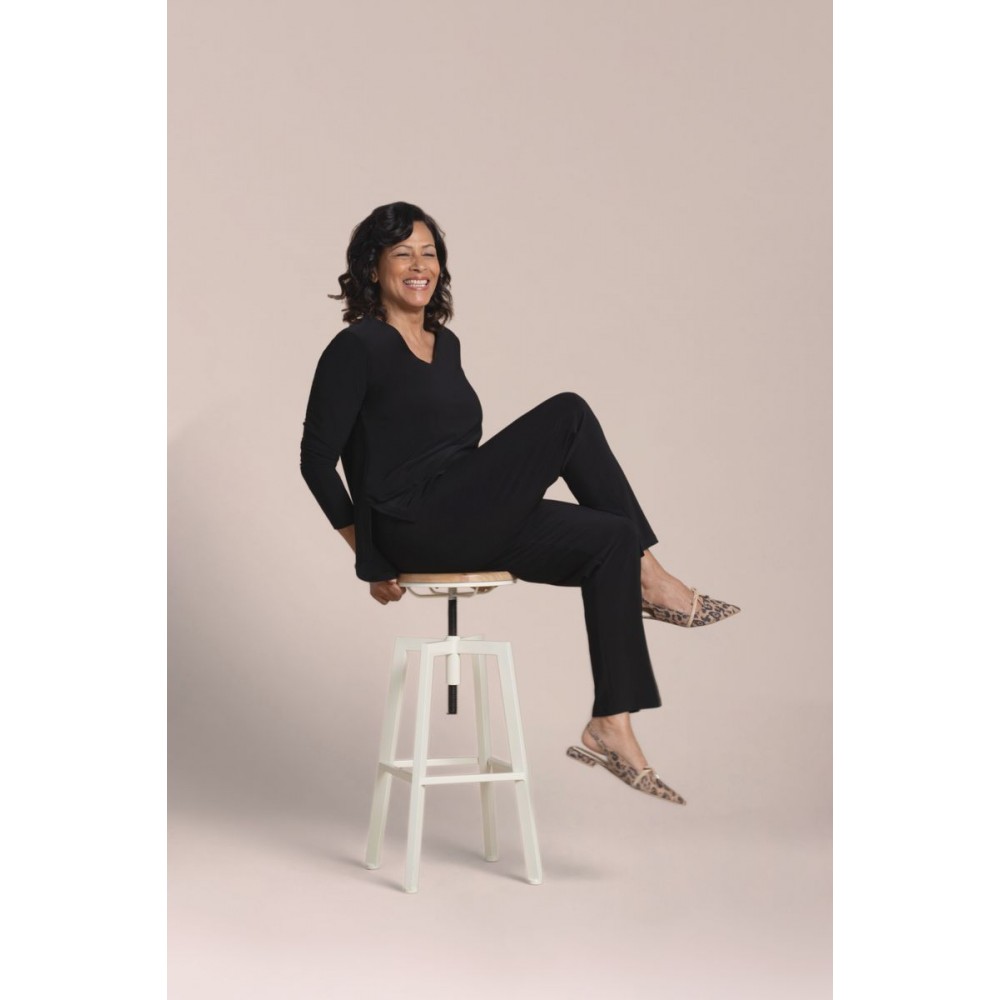 Sympli - Go To Soft V-Neck Top 3/4 Sleeve - Black