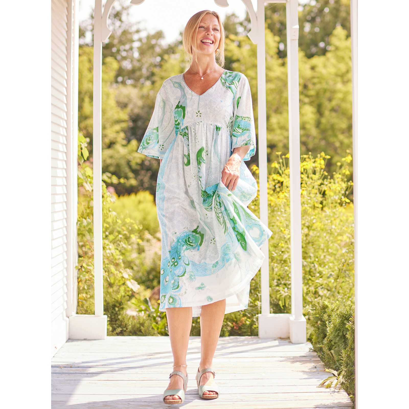 white christmas dresses April Cornell Jane Austen Cotton Dress Cadet Blue – Eveline Street Clothing main image 0