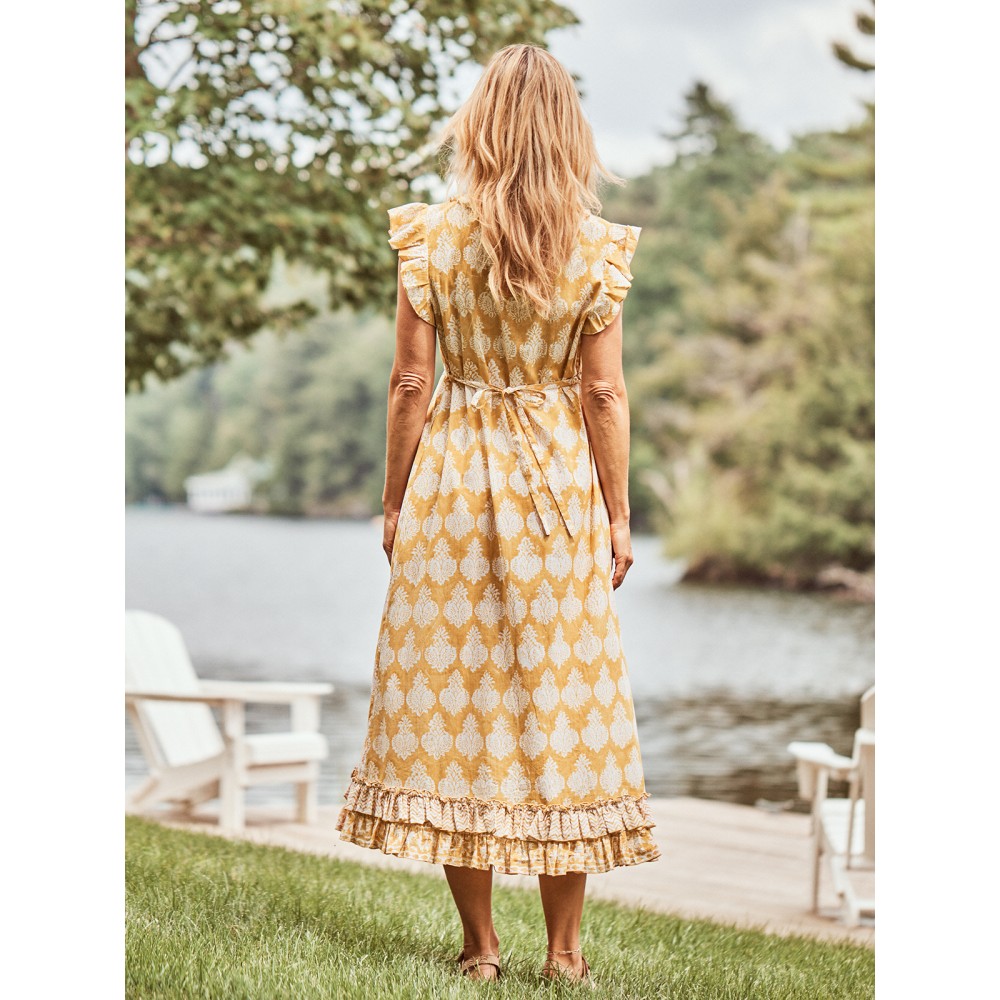 April Cornell - Bonnie Blockprint Dress - Gold April Cornell - Bonnie Blockprint Dress - Gold