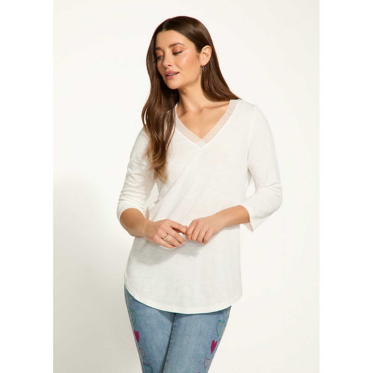 French Dressing - V-Neck Top - White (SS25) French Dressing - V-Neck Top - White (SS25)