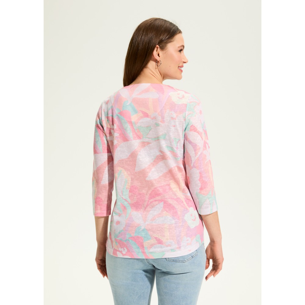 French Dressing - Elbow Sleeve Notch Neck Top - Camo Floral (SS25)