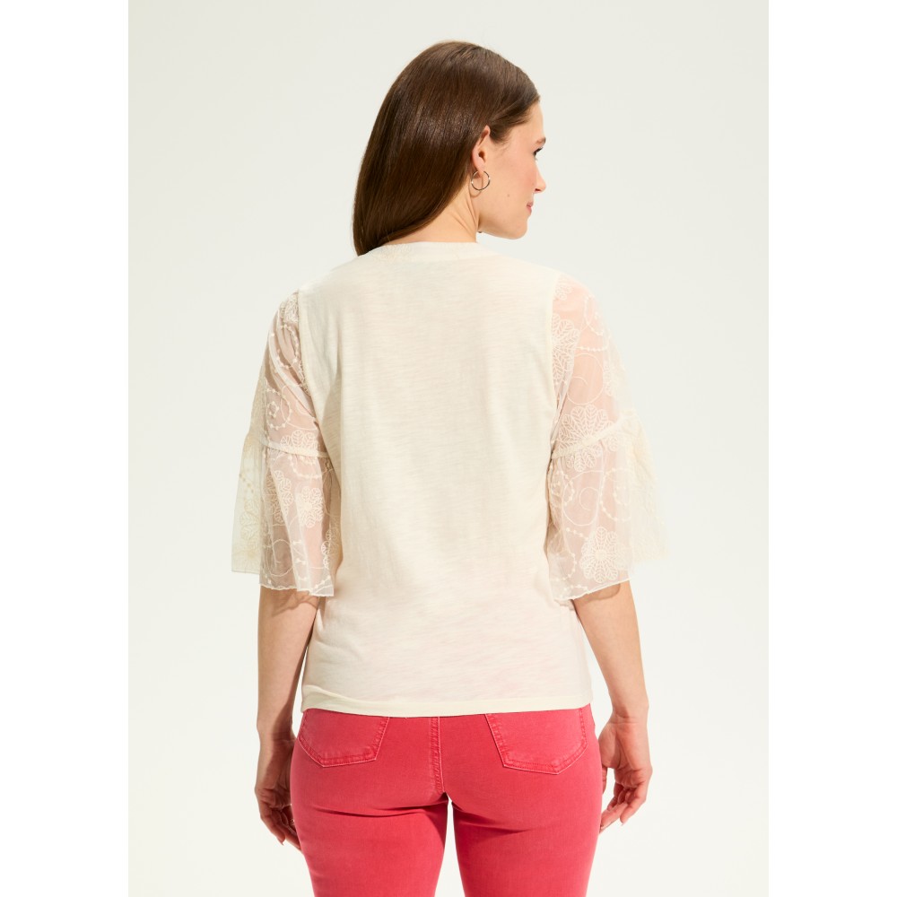 French Dressing - Mesh Bell Sleeve Top - Ivory (SS25)