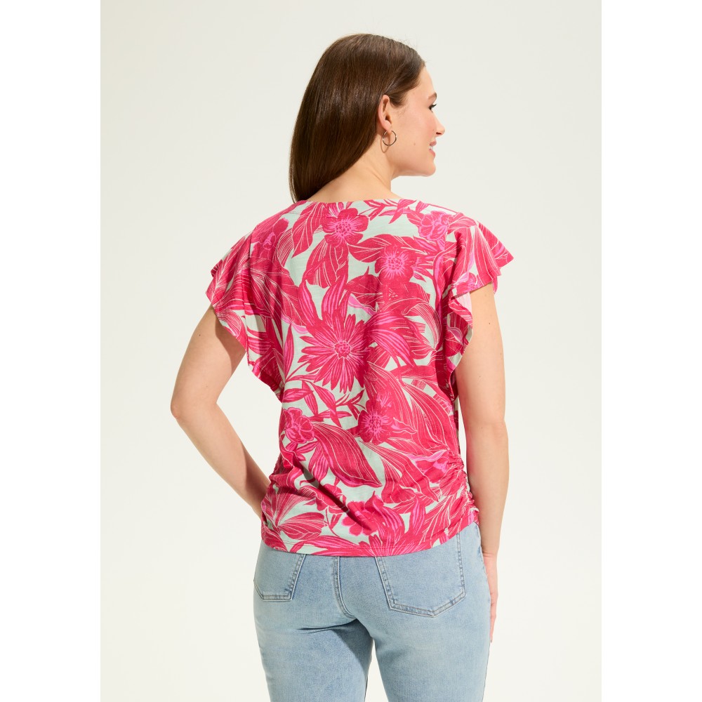 French Dressing - Flutter Sleeve Side Ruched Top - Blooming Jacquard (SS25) French Dressing - Flutter Sleeve Side Ruched Top - Blooming Jacquard (SS25)
