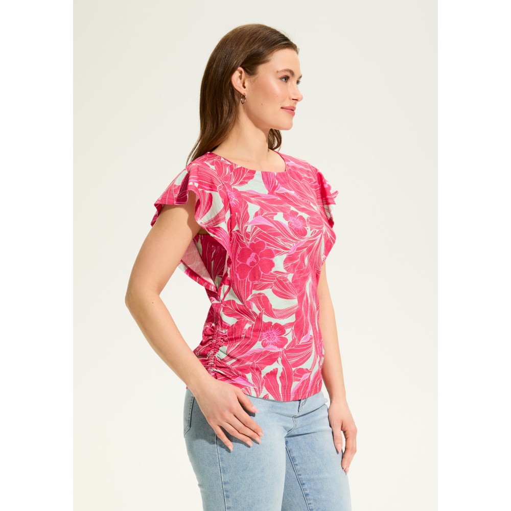 French Dressing - Flutter Sleeve Side Ruched Top - Blooming Jacquard (SS25) French Dressing - Flutter Sleeve Side Ruched Top - Blooming Jacquard (SS25)