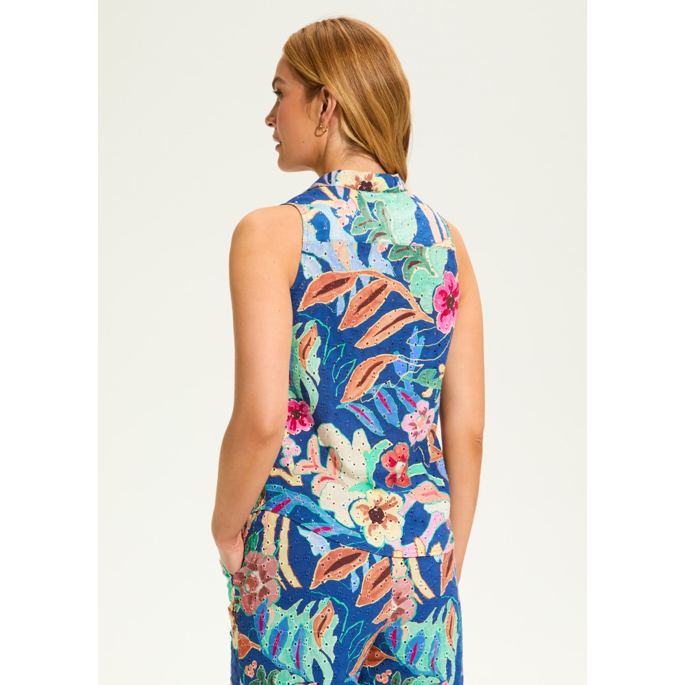 French Dressing - Printed Eyelet Sleeveless Top - Pop Camo Floral (SS25)