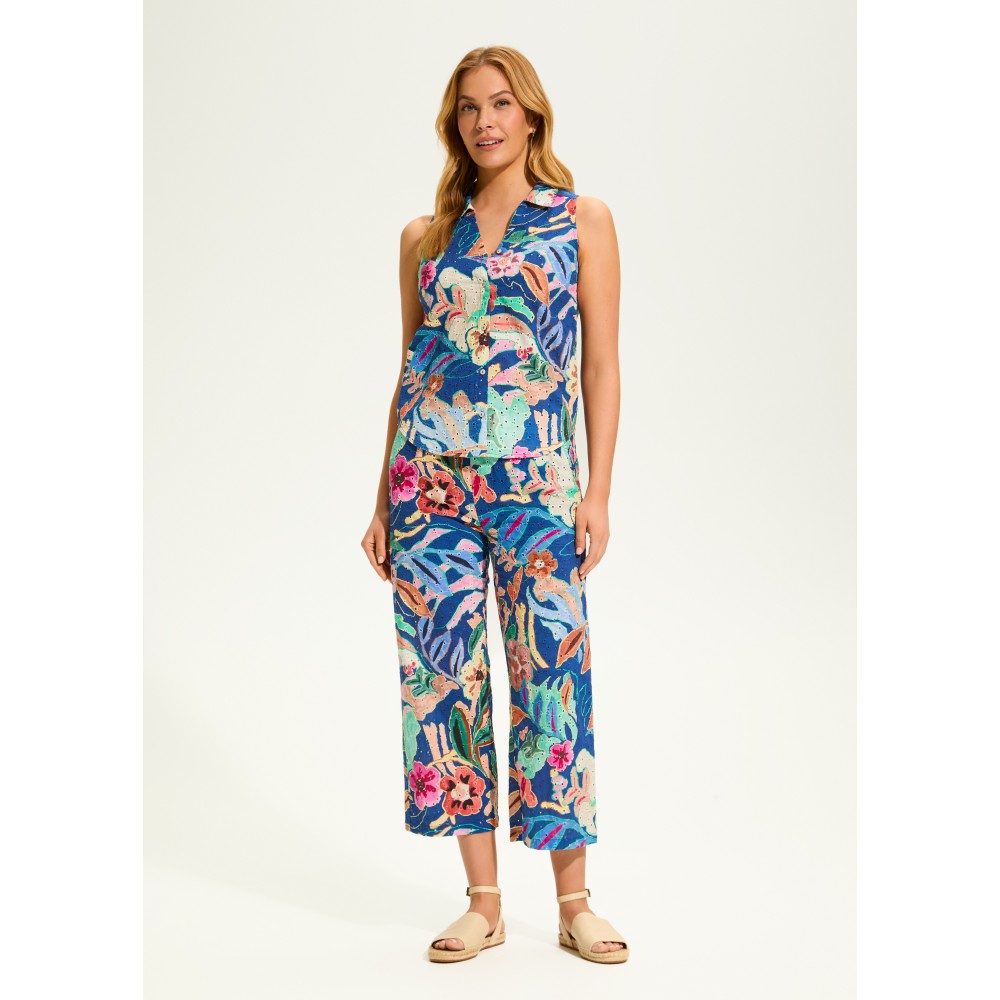 French Dressing - Printed Eyelet Sleeveless Top - Pop Camo Floral (SS25)