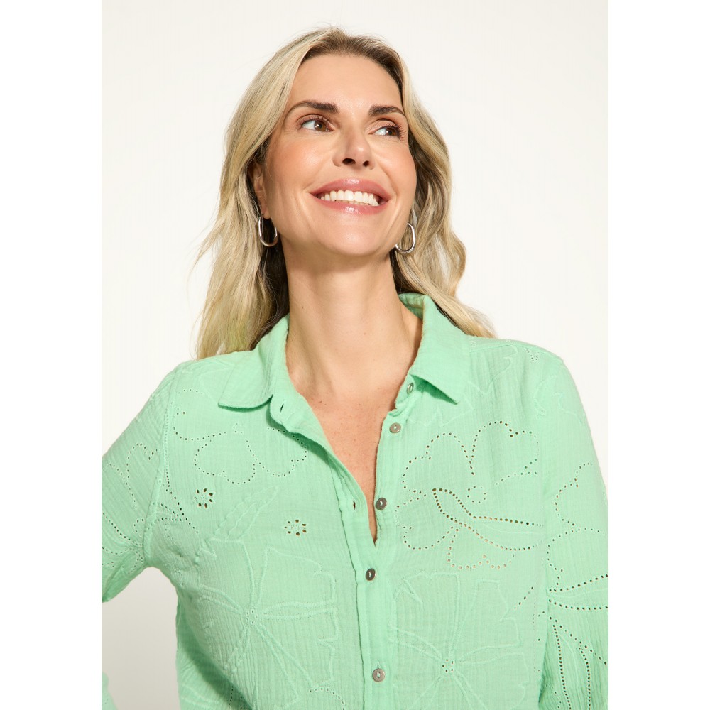 French Dressing - Long Sleeve Eyelet Tunic - Light Patina (SS25) French Dressing - Long Sleeve Eyelet Tunic - Light Patina (SS25)