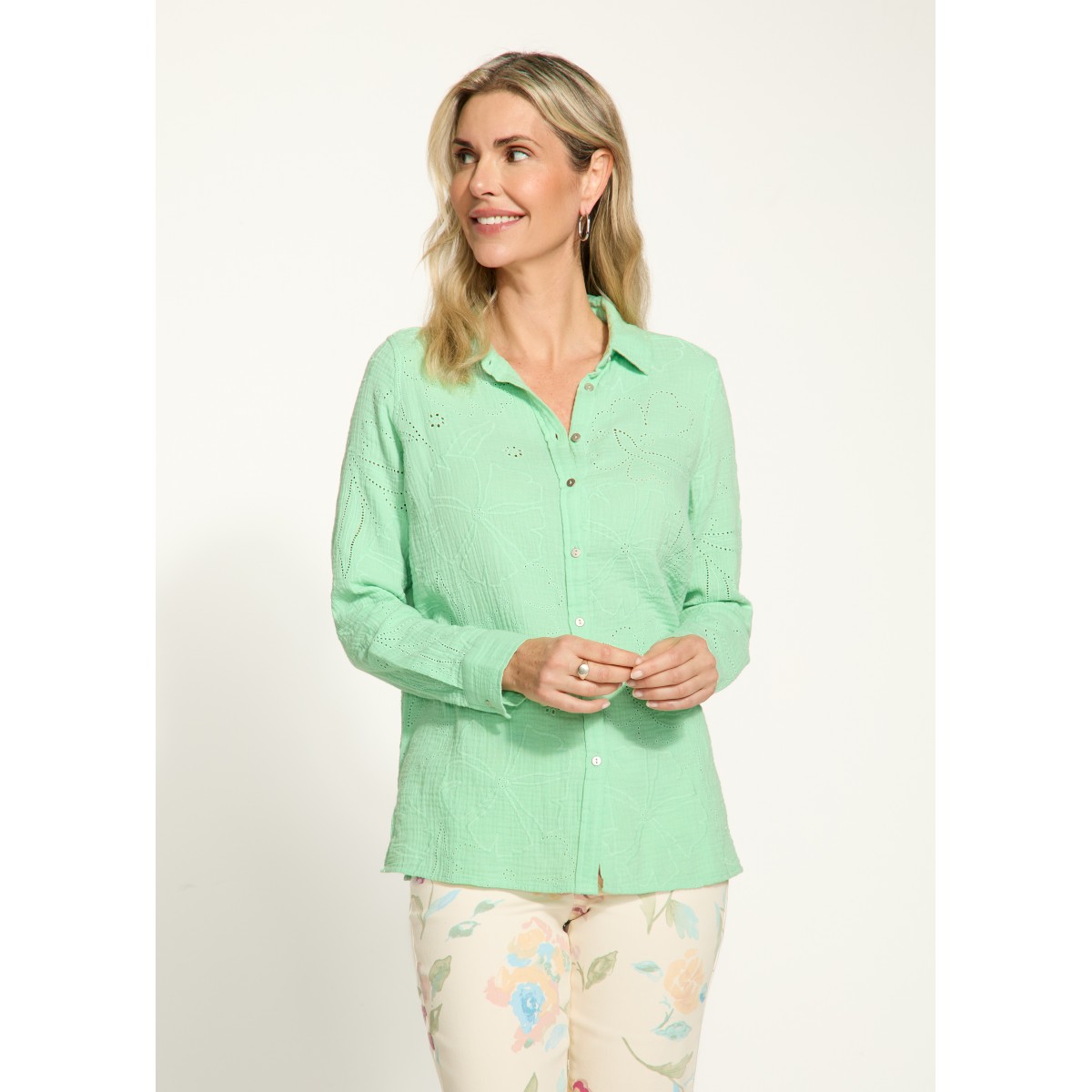 French Dressing - Long Sleeve Eyelet Tunic - Light Patina (SS25) French Dressing - Long Sleeve Eyelet Tunic - Light Patina (SS25)