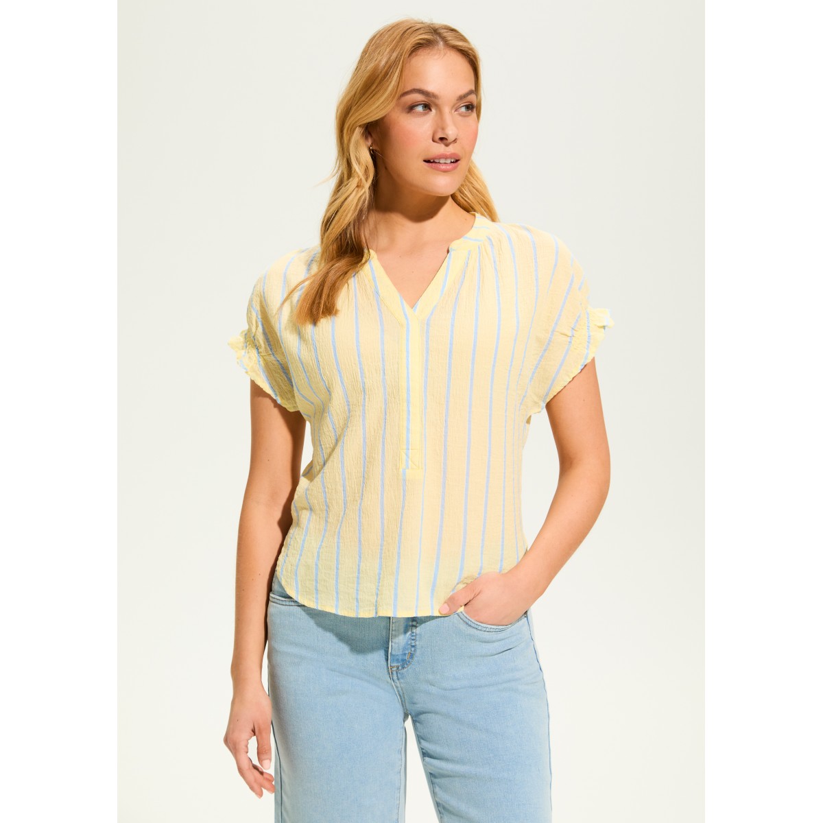 French Dressing - Crinkle Striped Top - Lemonade Stripe (SS25) French Dressing - Crinkle Striped Top - Lemonade Stripe (SS25)